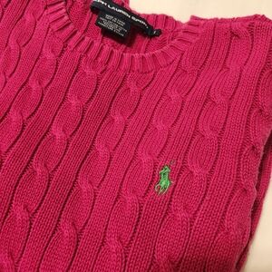 Ralph Lauren Pink Crew Neck Cable Knit Sweater